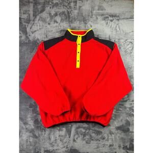 Vintage Marlboro Adventure Team Fleece Pullover XL Red‎ Yellow 90s Retro Grunge